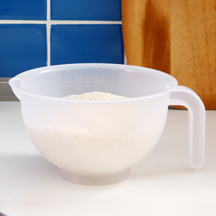 PP带手柄量米料理碗带刻度 烘焙工具带尖引流嘴 量米面粉大调色碗