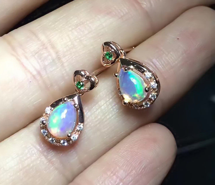 절묘하고 세련된 여성을위한 천연 오팔 컬러 보석 다채로운 귀중한 보석  골드 도금 보석 귀걸이