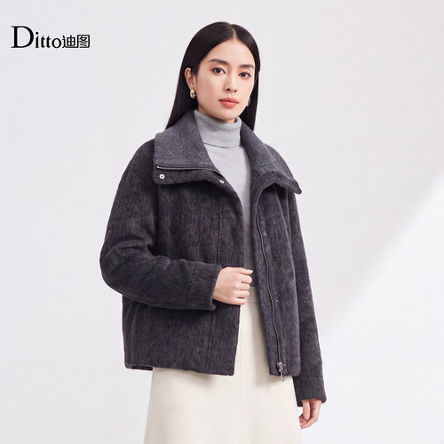 秋冬双面呢全羊毛保暖短款外套女