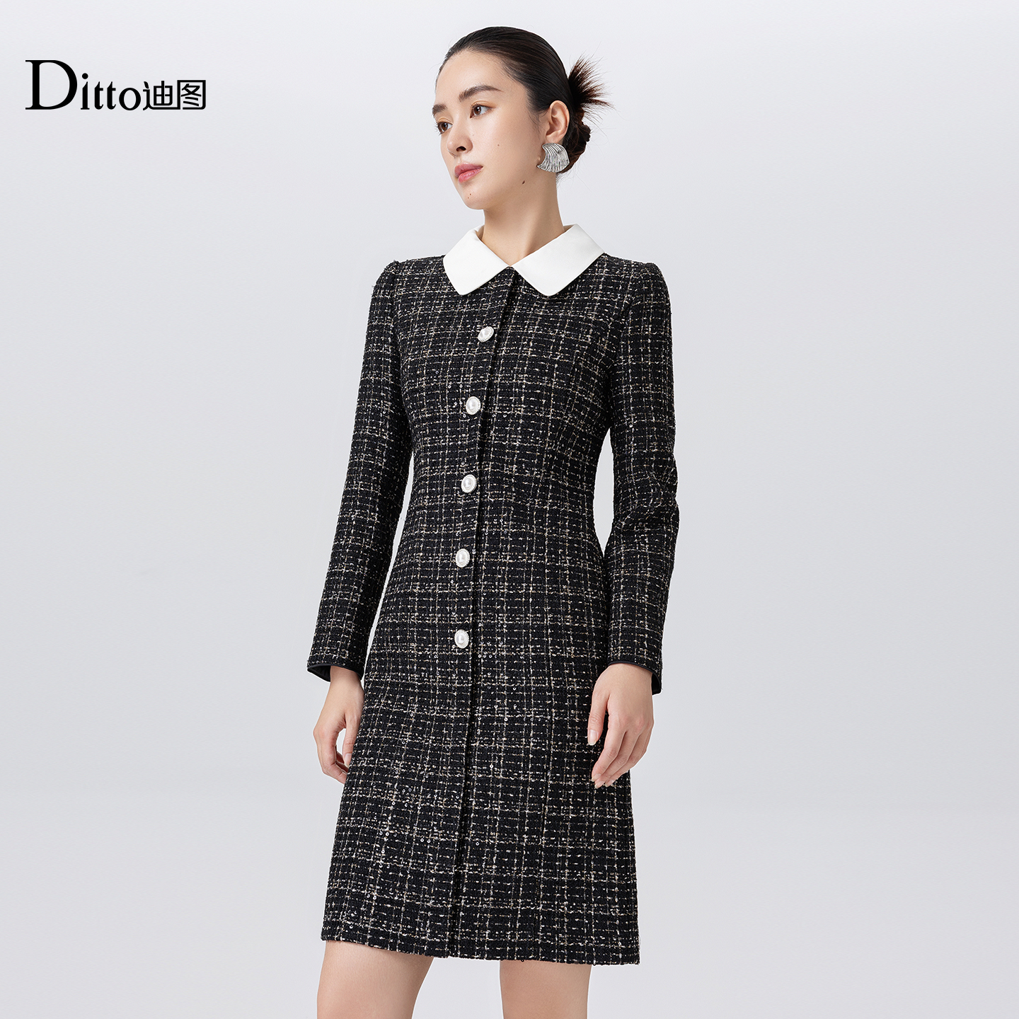 Ditto/迪图法式优雅通勤连衣裙