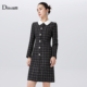 秋冬气质修身 迪图法式 连衣裙女2025新款 假两件撞色小香风连衣裙