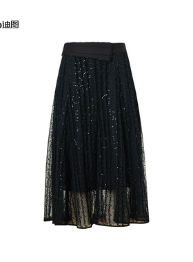 Ditto/迪图2025秋季新款网纱半身裙女A字裙百搭优雅高级感网纱裙