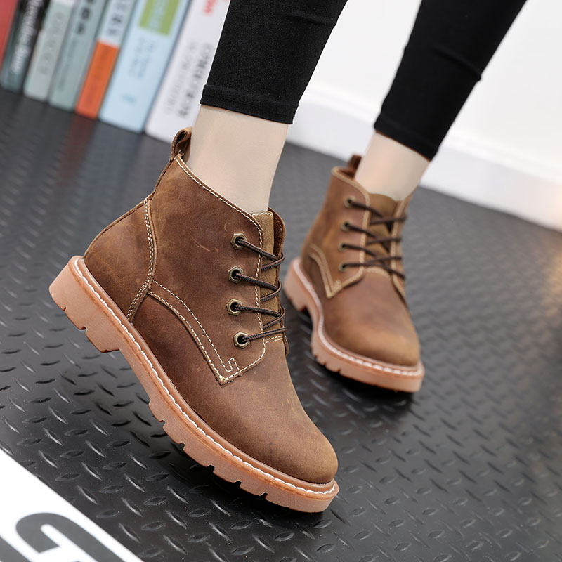 牛皮马丁靴复古真皮透气工装靴子