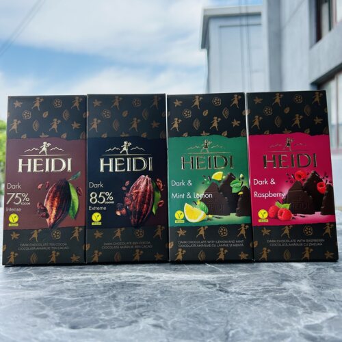 罗马尼亚进口HEIDI赫蒂黑巧克力85%75%/薄荷柠檬/树莓味50g