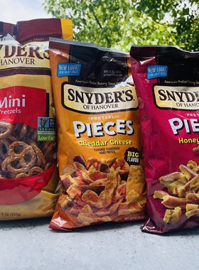 美国SNYDER‘S施耐德普莱迷你蝴蝶形饼干PIECES蜜芥洋葱奶酪