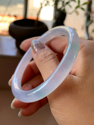 【小陈翡翠】缅甸天然翡翠a货冰粉紫55贵妃翡翠手镯