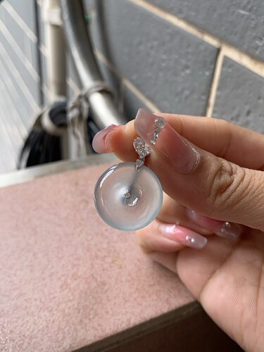 【小陈翡翠】缅甸天然翡翠A货高冰种平安扣翡翠吊坠