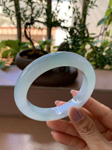 【小陈翡翠】缅甸天然翡翠A货冰晴59-60大圈口正圈翡翠手镯