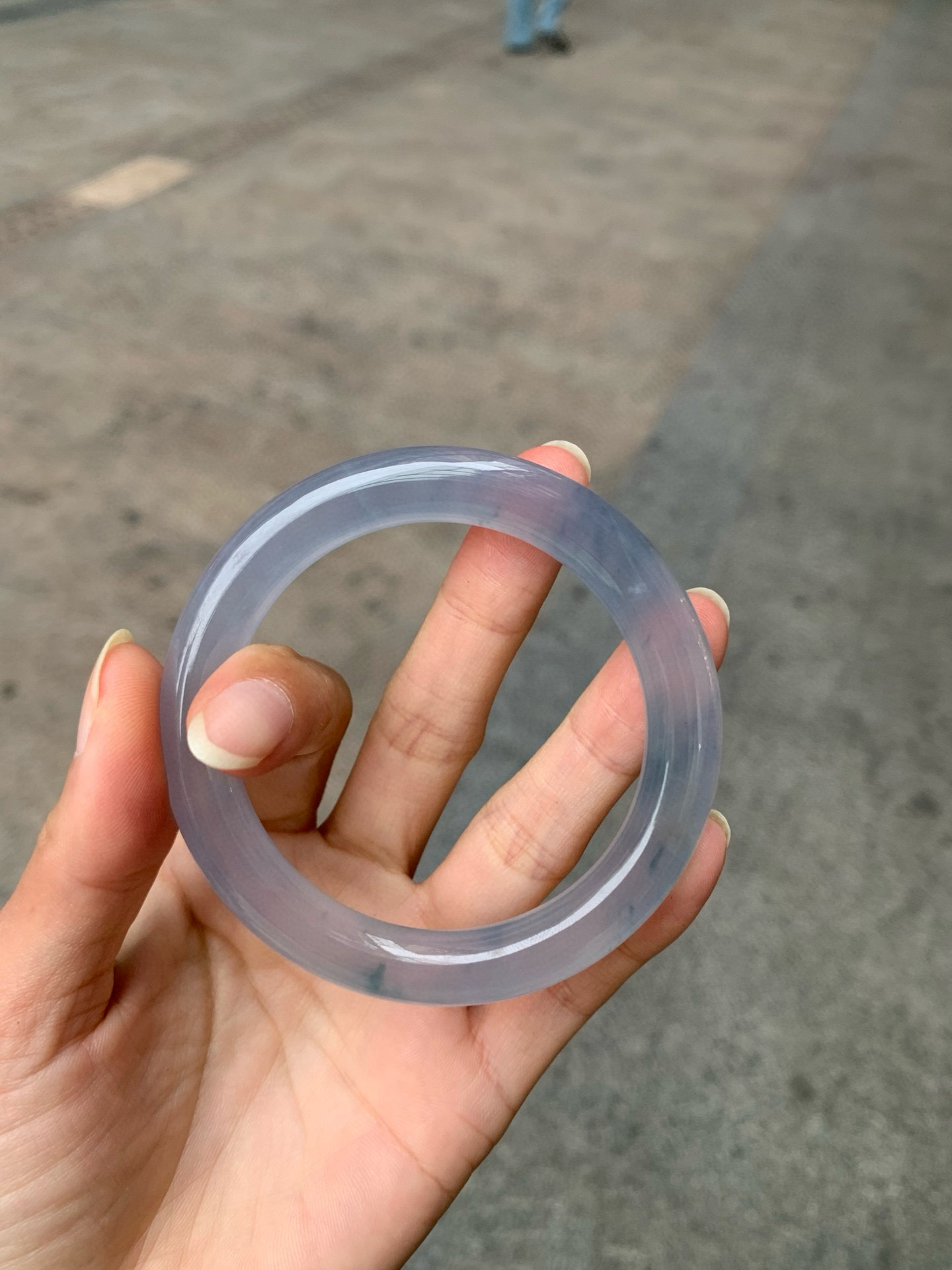 【小陈翡翠】缅甸天然翡翠a货冰紫54圆条翡翠手镯