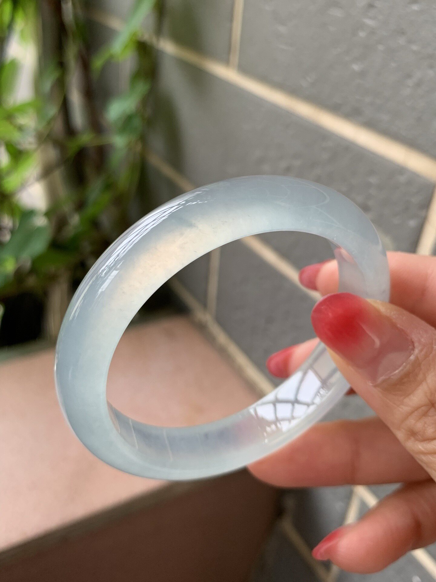 【小陈翡翠】缅甸天然翡翠A货冰白月光49-50正圈翡翠手镯