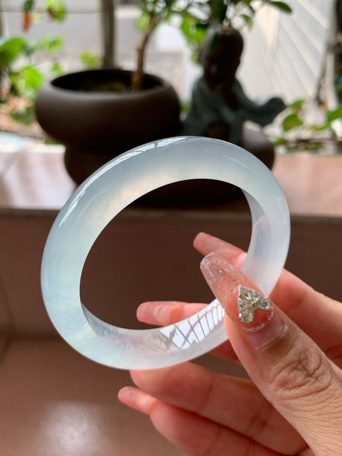 【小陈翡翠】缅甸天然翡翠a货冰种50-51小圈口正圈翡翠手镯