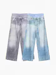 Air sensitive lightweight AC 25ss double waist spliced blue jeans, personalized fake, two 3D printed personalized pants