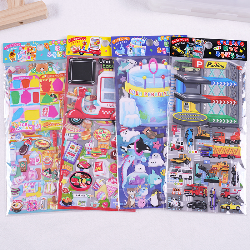 闪乐卡通面包汽车海洋美食贴纸