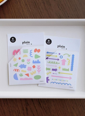 韩国suatelier贴纸plain圆点爱心几何标记防水PET手账本贴画sonia