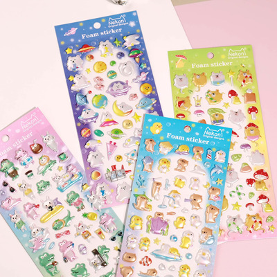 Nekoni可爱动物立体泡棉贴纸