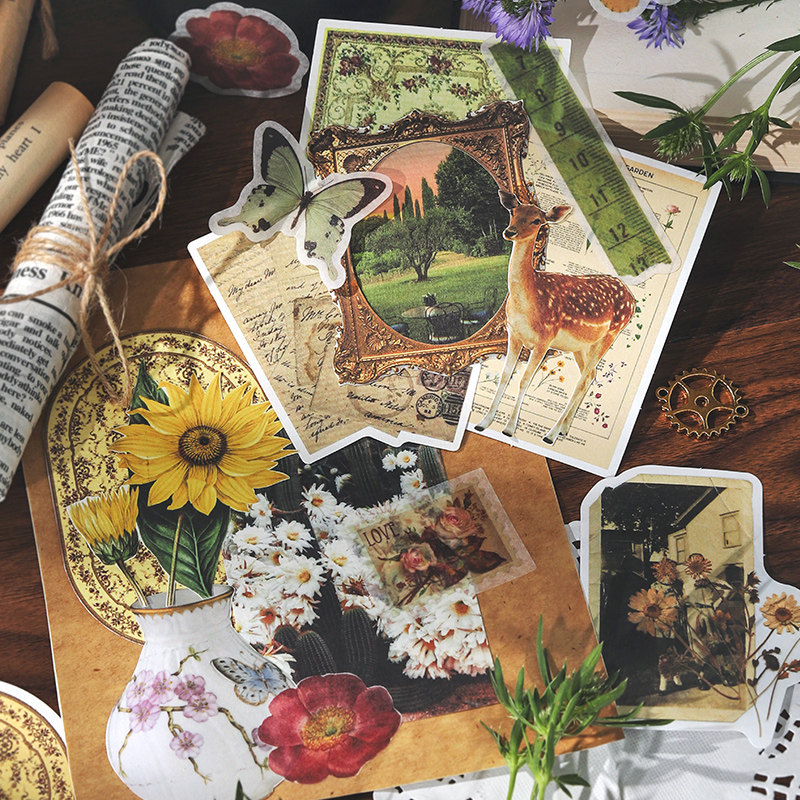 信的恋人神秘启示录素材包 复古文艺手帐diy装饰无粘性蕾丝纸贴画