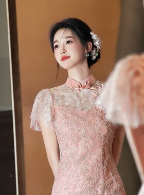 夏季中式新娘旗袍订婚礼服裙