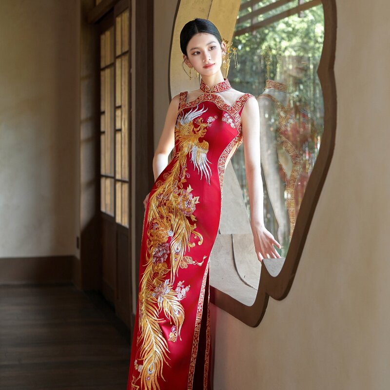 新中式秀禾旗袍新娘订婚敬酒服