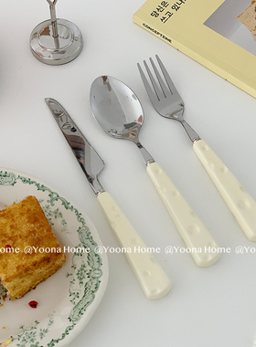 Yoona Home奶酪手柄刀叉勺陶瓷柄不锈钢刀叉勺西餐牛排刀叉可爱