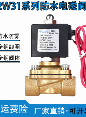 2W31-15二位二通式电磁阀水阀2W31-20气阀防水螺纹防雾型2W31-25