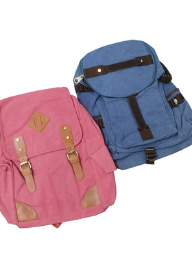 尾货清仓复古水洗老帆布配牛皮学生上班通勤大容量双肩背包B605