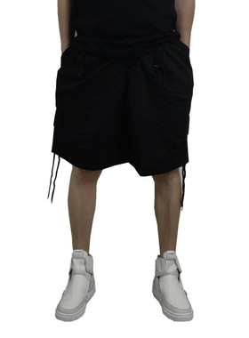 W26W27W28断码小码日系大阔腿街头感CITYBOY纯黑全棉休闲短裤K740