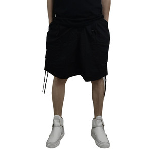 K740 日系大阔腿街头感CITYBOY纯黑全棉休闲短裤 W26W27W28断码 小码