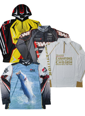 中外竞技垂钓比赛前后广告印花UPF50防晒速干钓鱼服上衣Y016包邮