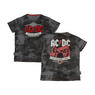 复古怀旧澳大利亚摇滚老炮植绒ACDC印花圆领全棉短袖 歌迷T恤Y731