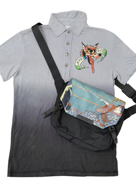 可放8寸PAD日系街头横须贺手信浮世绘复古斜挎拉链牛津布包B212潮