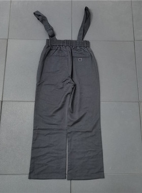 W29W30孤品可拆卸背带宽松直筒纯黑色垂坠感休闲长裤K135包邮男