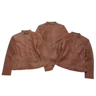 女 包邮 库存复古爆裂牛皮软皮真皮收腰剪裁拉链立领短装 皮外套Y777