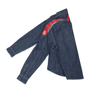 包邮 断码 Y241 衬衫 中性 尾货日系街头合体剪裁后背印花水洗牛仔长袖