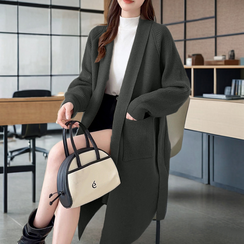 长款过膝羊毛衫毛衣外套开衫加厚