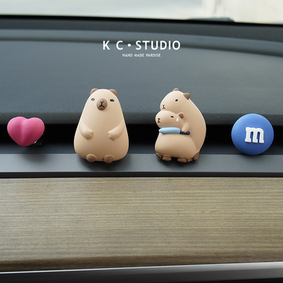 创意搞怪水豚乐卡皮巴拉周边特斯拉model3/y专用汽车空调车载香薰