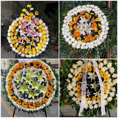 自贡市自流井区荣县富顺县鲜花同城送白事花圈丧事花蓝追悼殡仪馆