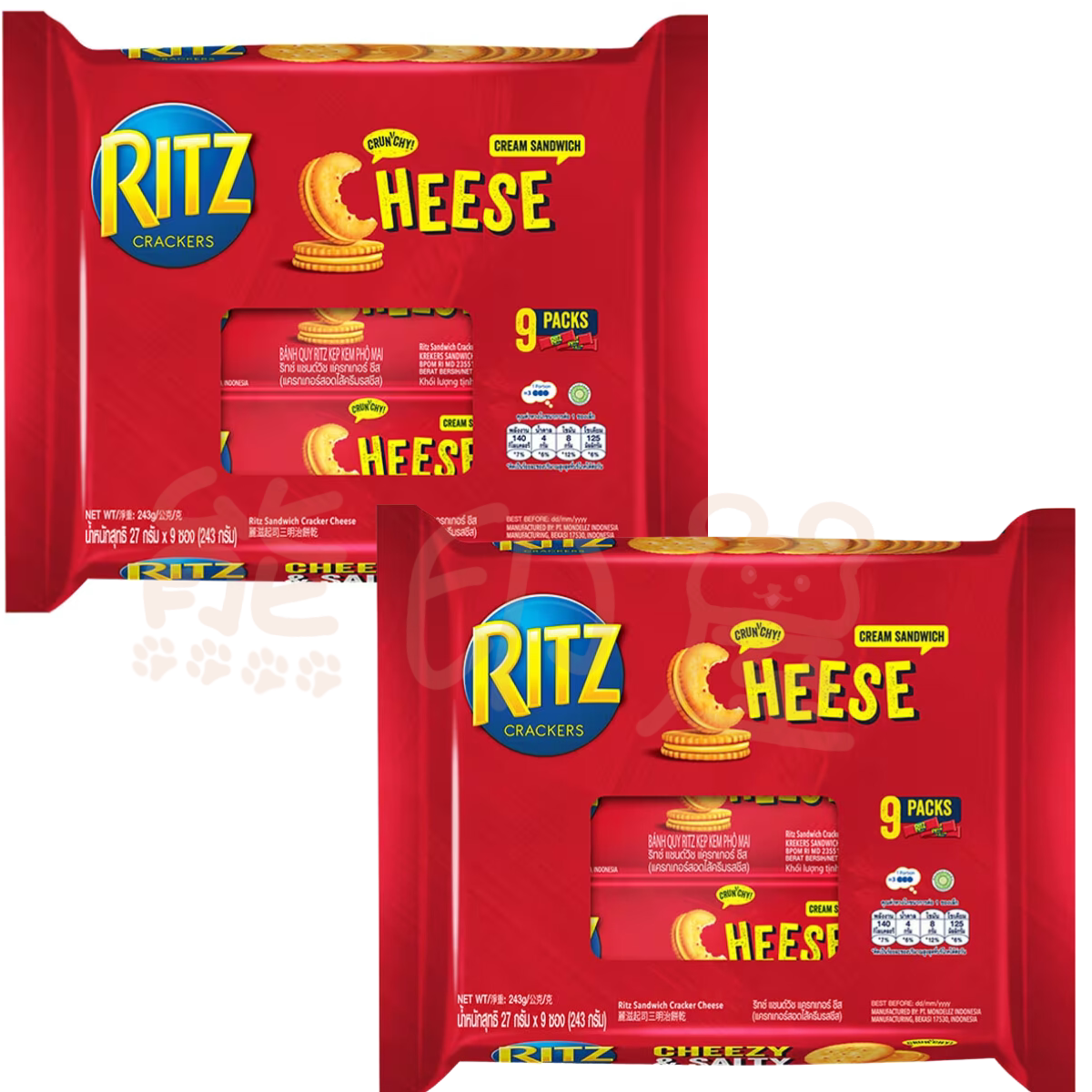 香港进口版Ritz芝士味夹心饼243gx2包休闲零食品夹心饼干开袋即食