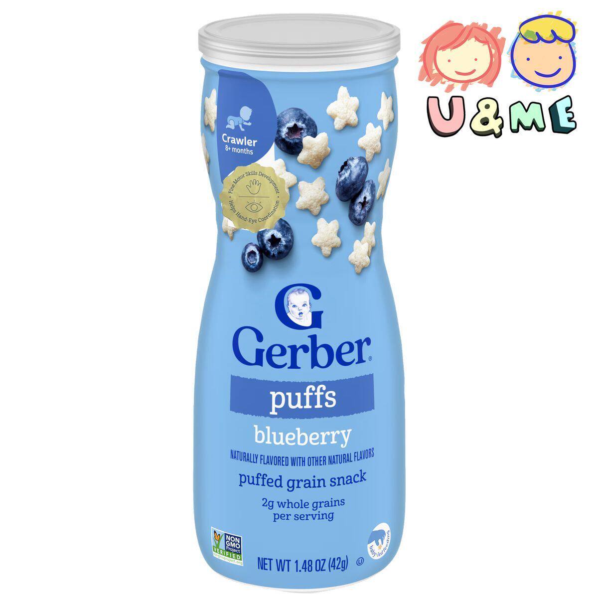 Gerber 香港进口美国嘉宝泡芙蓝莓味宝宝休闲解馋健康小零食42g*6