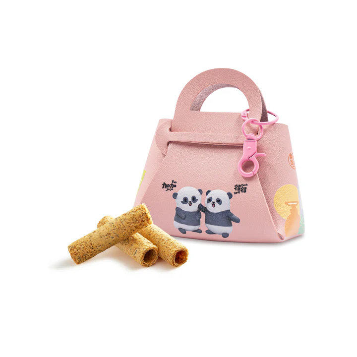 皇玥 熊猫精品熊猫小手袋精品礼盒家姐细佬粉色3件伯爵茶蜂巢蛋卷