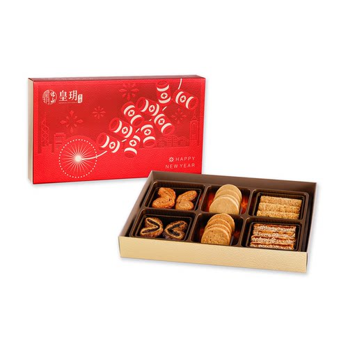 皇玥 1盒 新年品味精选礼盒蛋卷蝴蝶酥原味伯爵茶各4件及脆曲奇