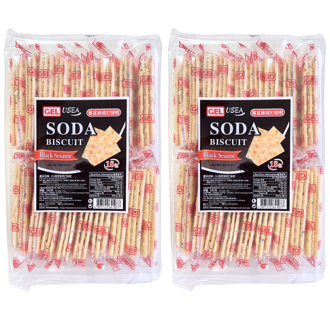 GEL 黑芝麻梳打饼540GX2酥脆饼干休闲食品休闲小零食苏打饼干袋装