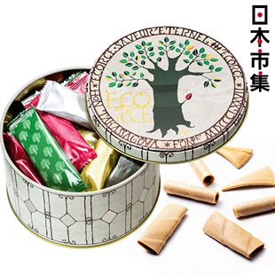 本高砂屋3款杂锦迷你薄脆曲奇蛋卷圆形铁罐礼盒68g