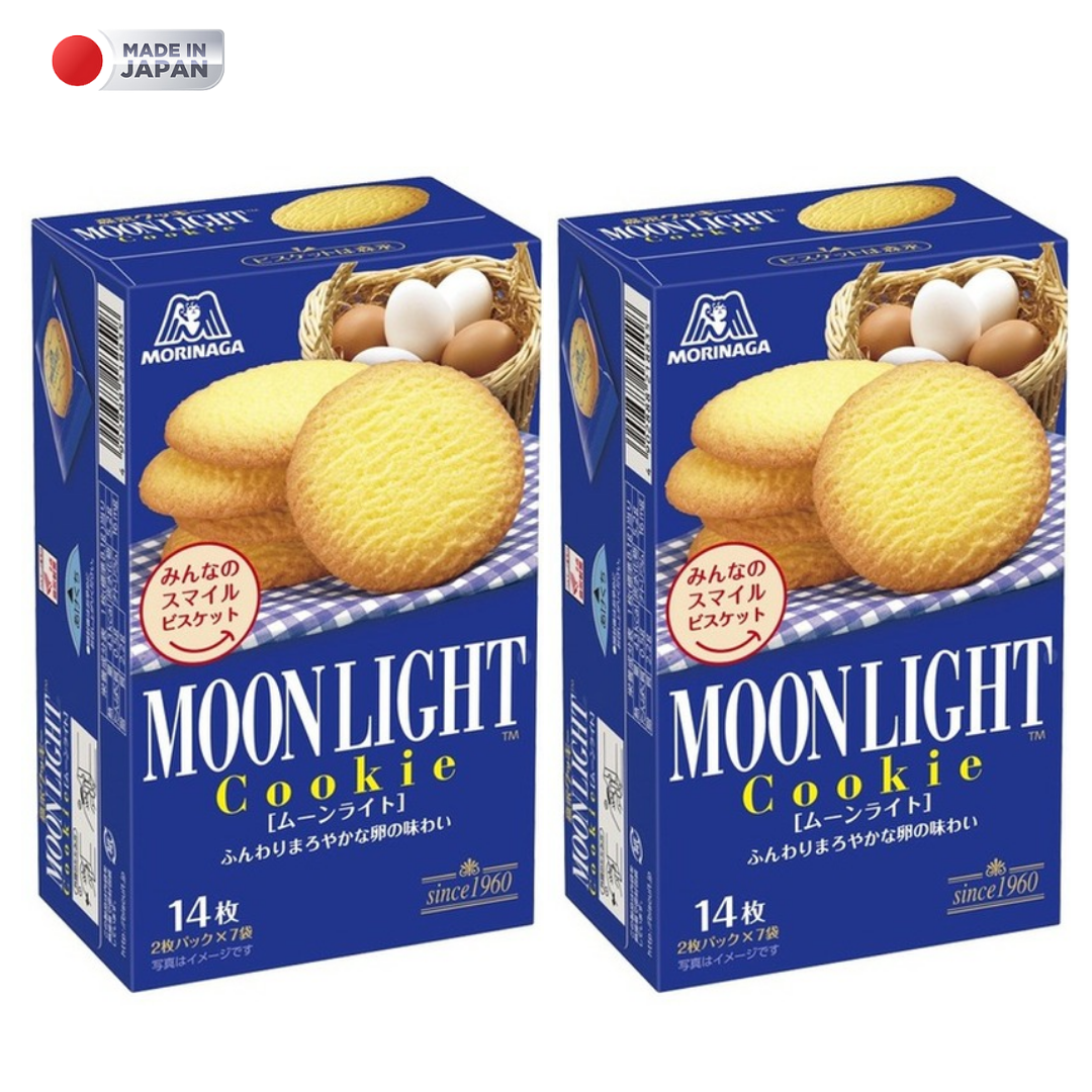 日本森永制菓月光鸡蛋牛油曲奇饼14'Sx2盒盒装松脆甜点办公零食版