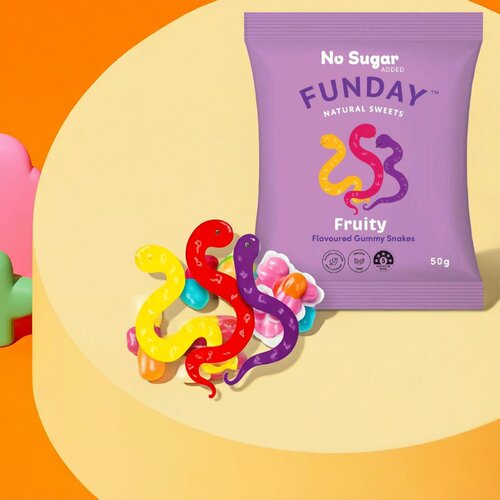FUNDAY  无添加糖天然水果味蛇仔软糖热情果+黑加仑子+覆盆子夹糖