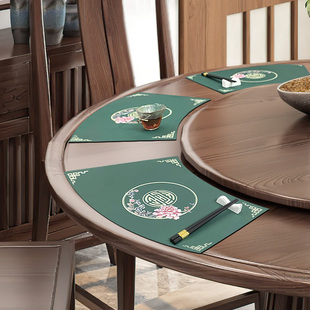 新中式圆桌扇形餐垫酒店家用盘垫碗垫餐具垫餐桌垫硅胶皮革隔热垫
