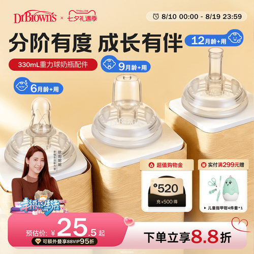 【仅适用布朗博士330mlPPSU重力球奶瓶】 重力球吸管吸嘴配件套装