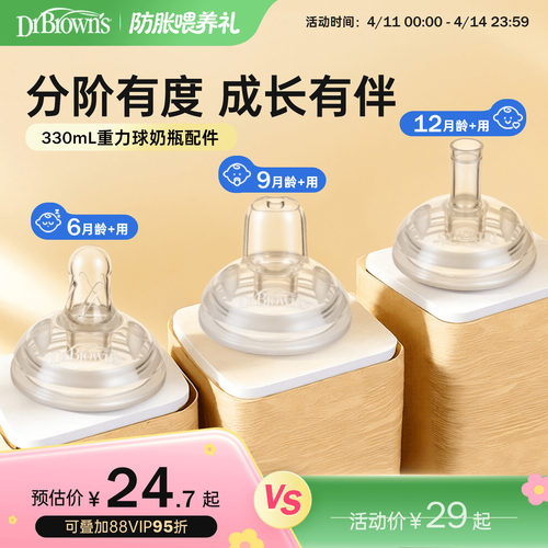 【仅适用布朗博士330mlPPSU重力球奶瓶】 重力球吸管吸嘴配件套装