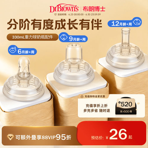 【仅适用布朗博士330mlPPSU重力球奶瓶】 重力球吸管吸嘴配件套装