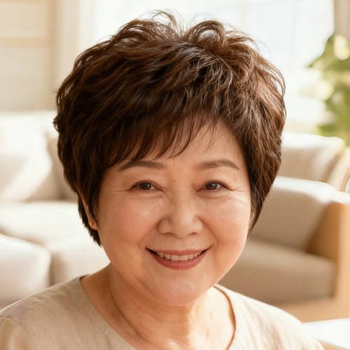 中老年真发短卷整顶假发