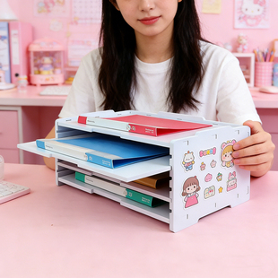 桌面A3A4收纳文件置物架克维索抽拉抽屉式文具杂物收纳盒置物架